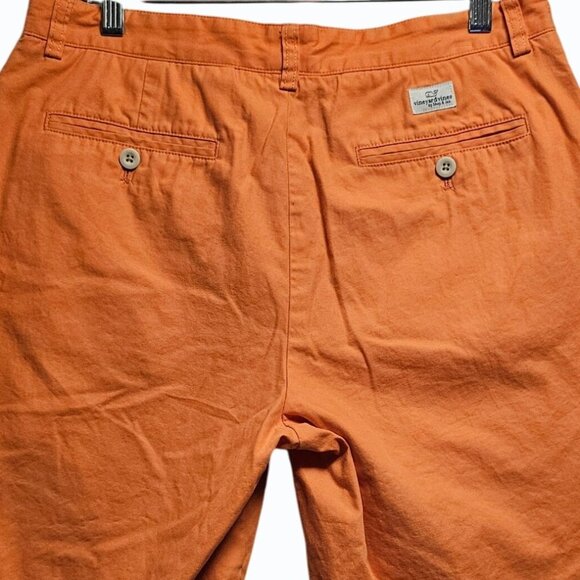Vineyard Vines Shorts Mens 32 Orange Chino Club Shorts Preppy Flat Front Golf - Picture 6 of 10